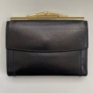 VINTAGE Hartmann Black Leather Kisslock Wallet Coin Purse